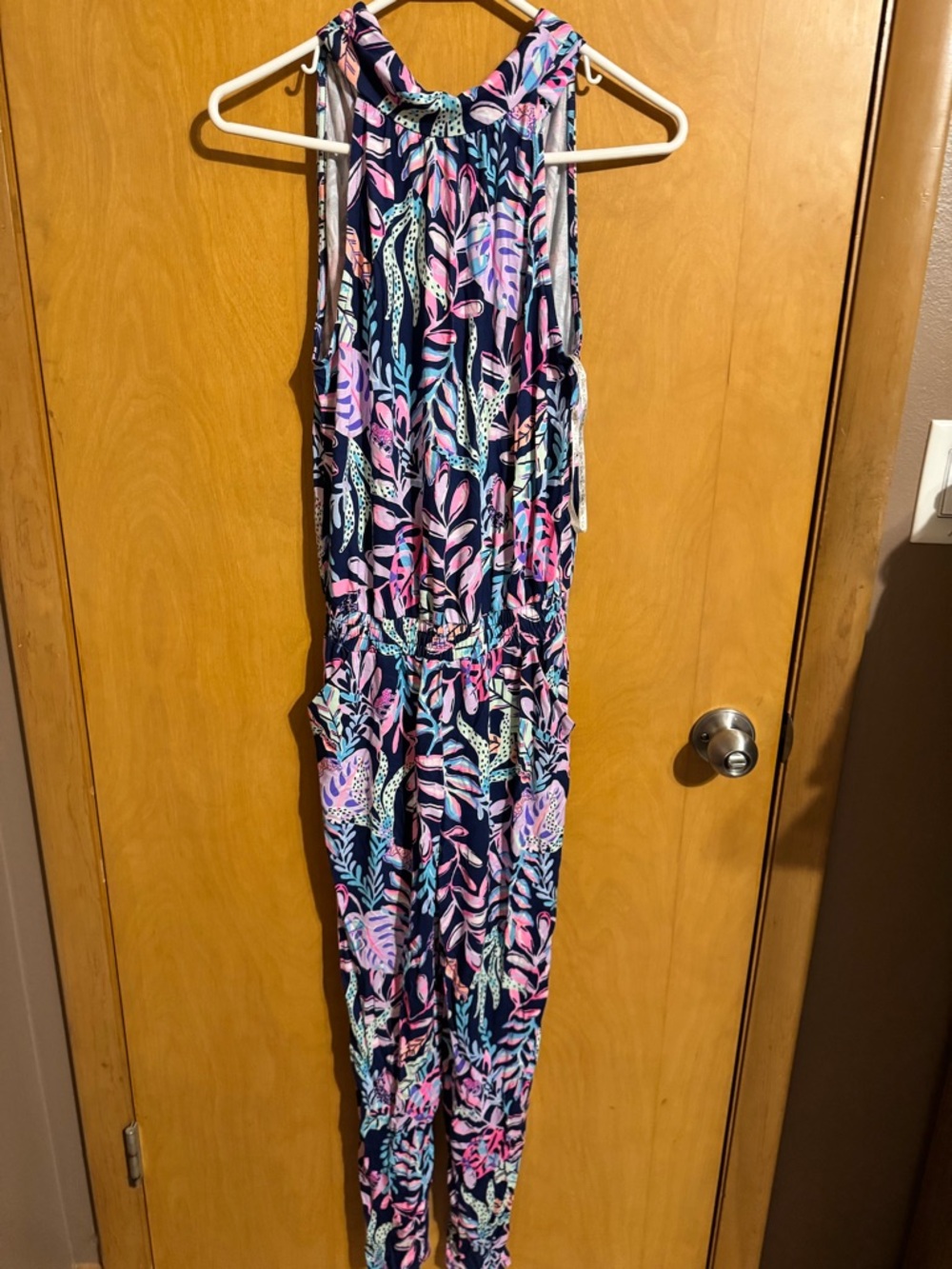 Lilly Pulitzer Navy Floral Halter Jumpsuit - Pink, Blue & Mint